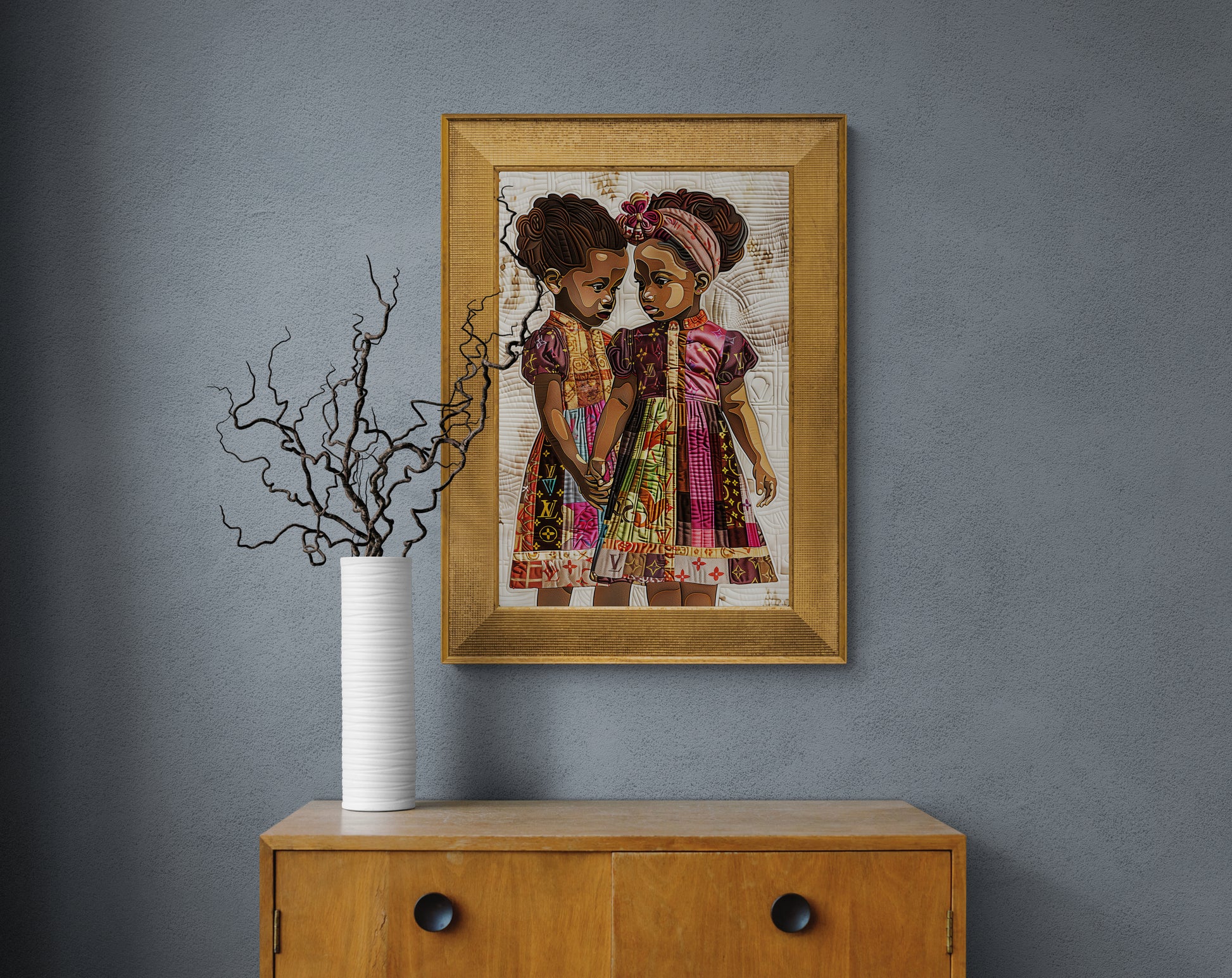 Sisters in Style Afrocentric Quilted Poster with Matte Finish