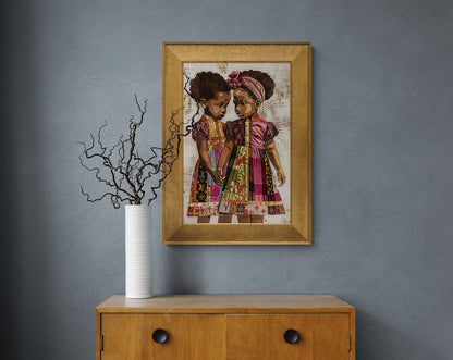Sisters in Style Afrocentric Quilted Poster with Matte Finish