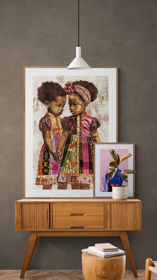 Sisters in Style Afrocentric Quilted Poster with Matte Finish