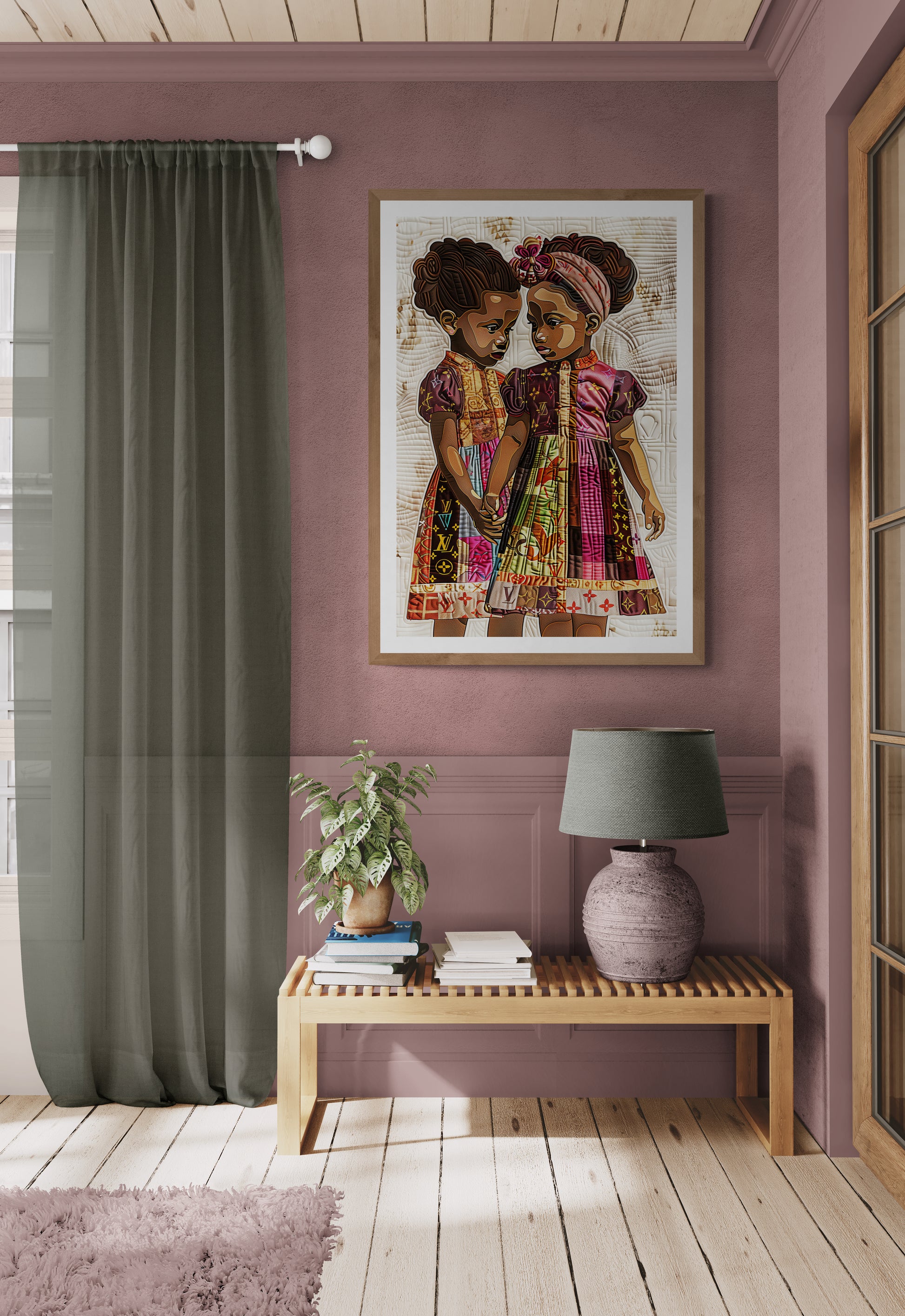 Sisters in Style Afrocentric Quilted Poster with Matte Finish