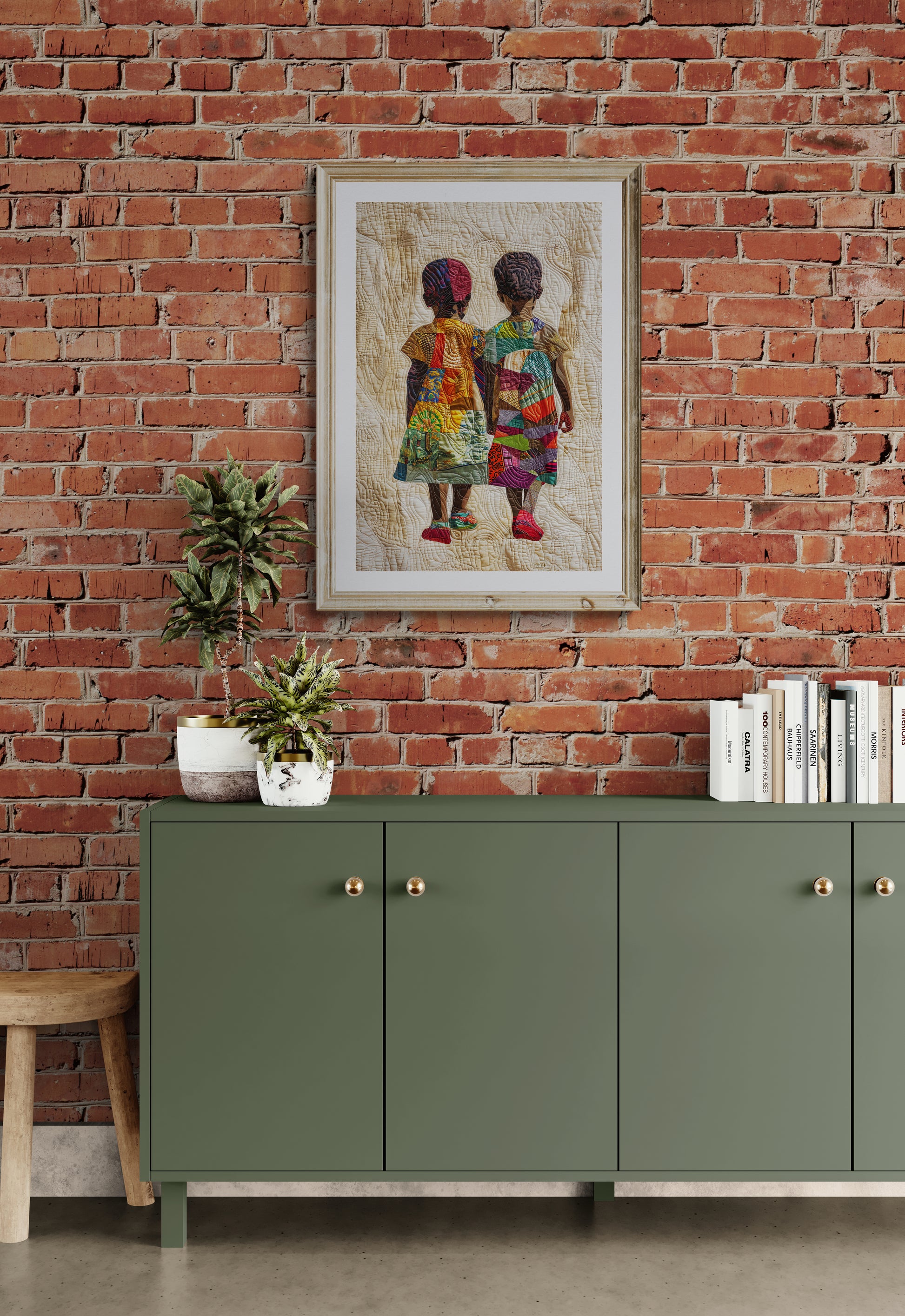 Quilted Sisters Matte Paper Poster in Bisa Butler Style