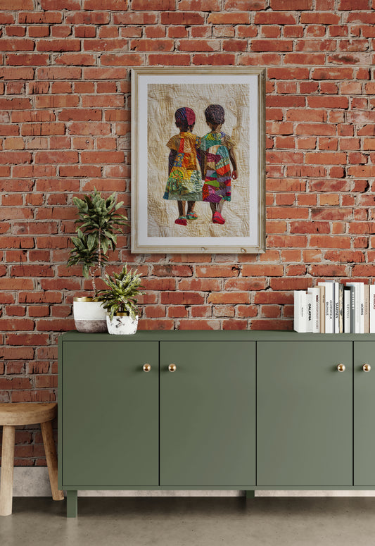 Quilted Sisters Matte Paper Poster in Bisa Butler Style