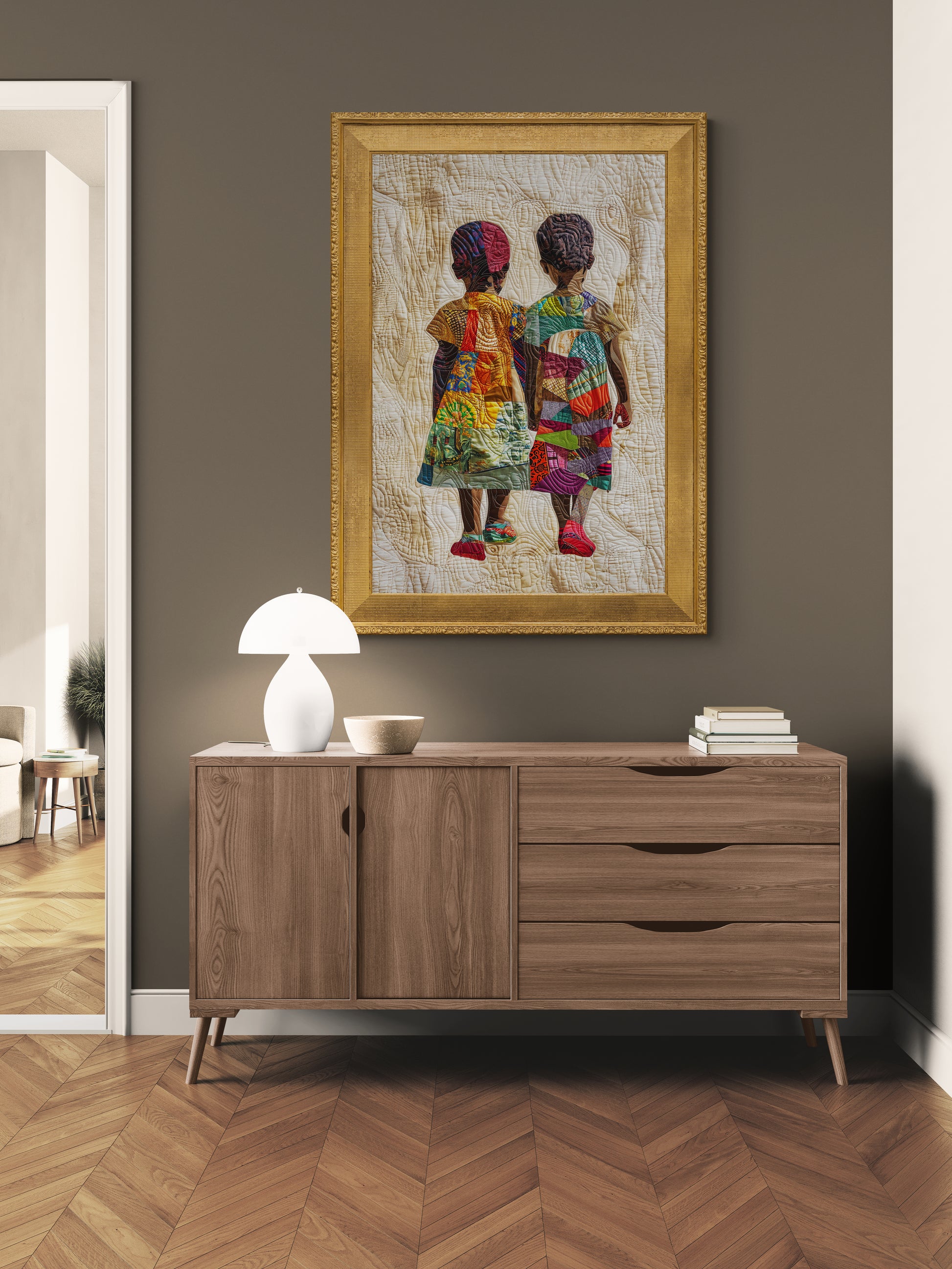 Quilted Sisters Matte Paper Poster in Bisa Butler Style
