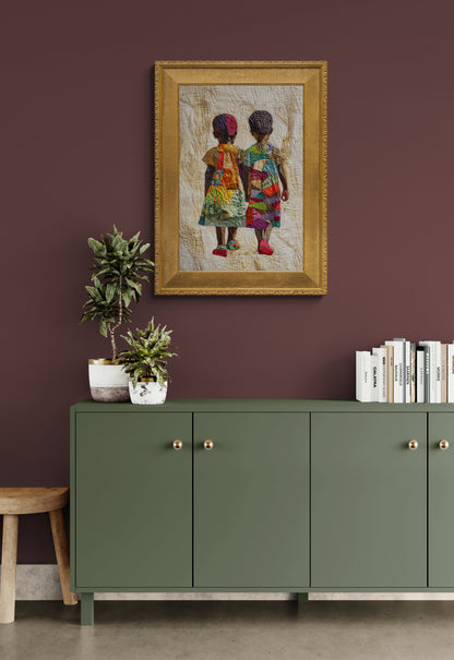 Quilted Sisters Matte Paper Poster in Bisa Butler Style