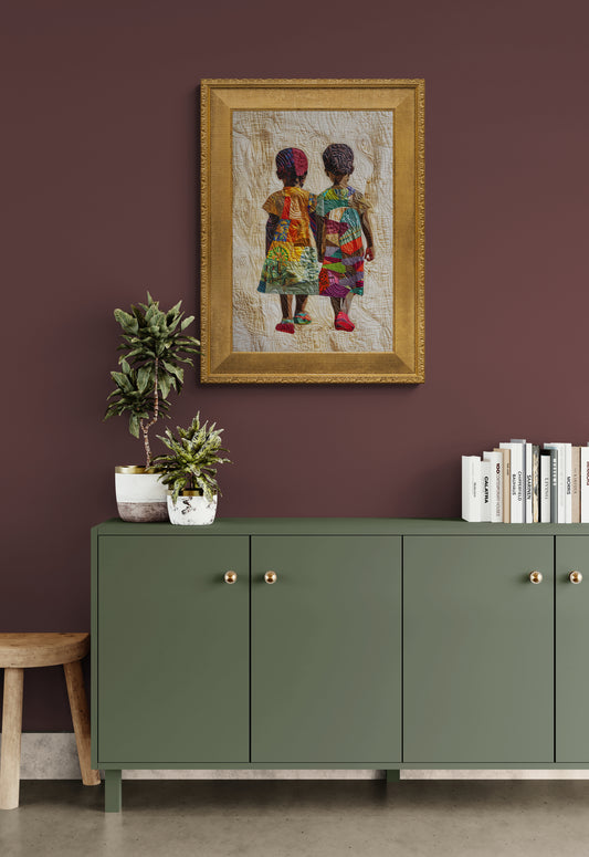 Quilted Sisters Matte Paper Poster in Bisa Butler Style