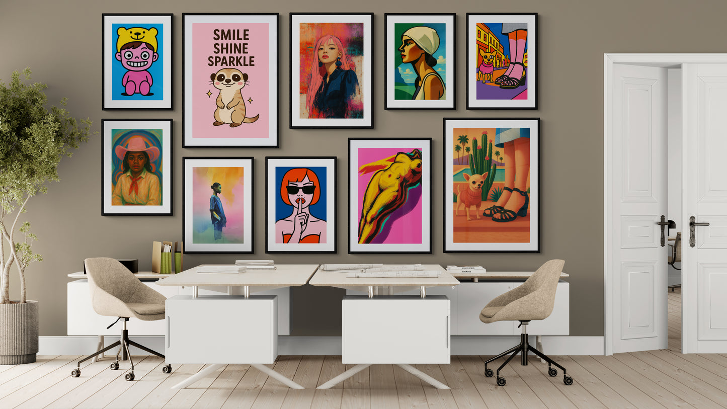 Palm Springs Pup Mid-Century Matte Paper Poster - Retro Travel Style