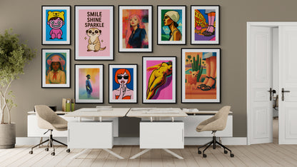 Palm Springs Pup Mid-Century Matte Paper Poster - Retro Travel Style