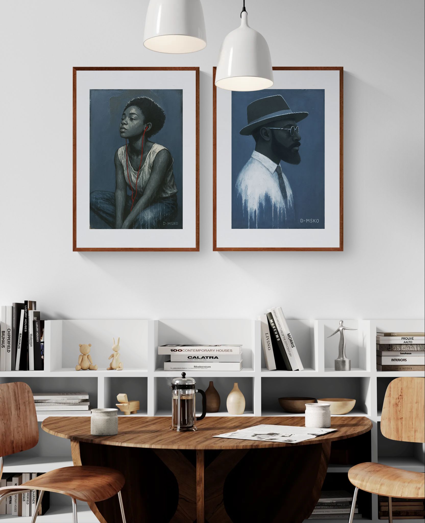 Soft Escape Matte Paper Poster Blue-Gray Portrait - Modern Realism