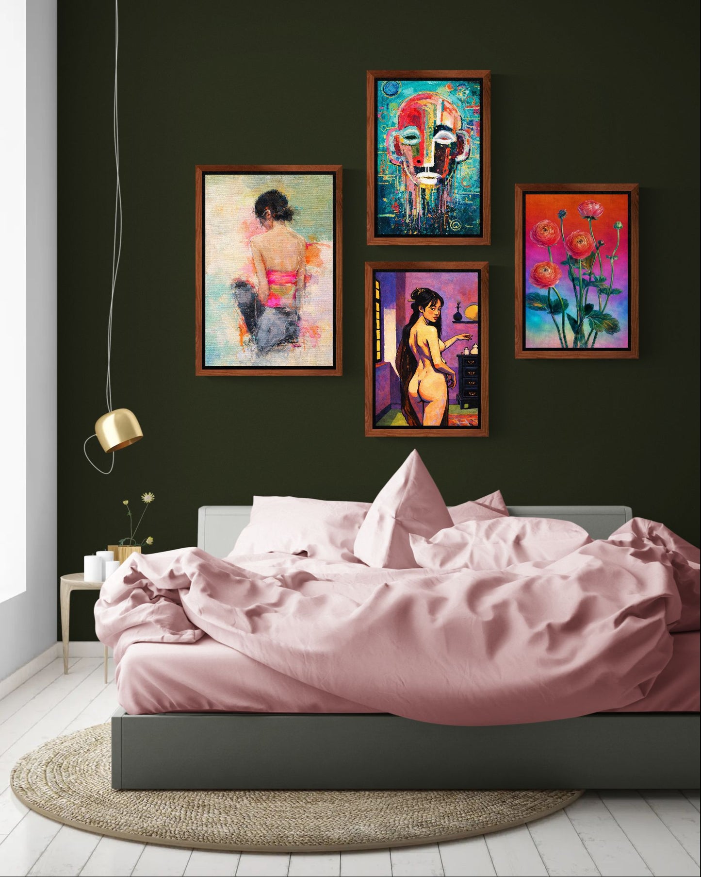 Soft Solitude Framed Canvas Pastel-Textured Impressionist-Figurative