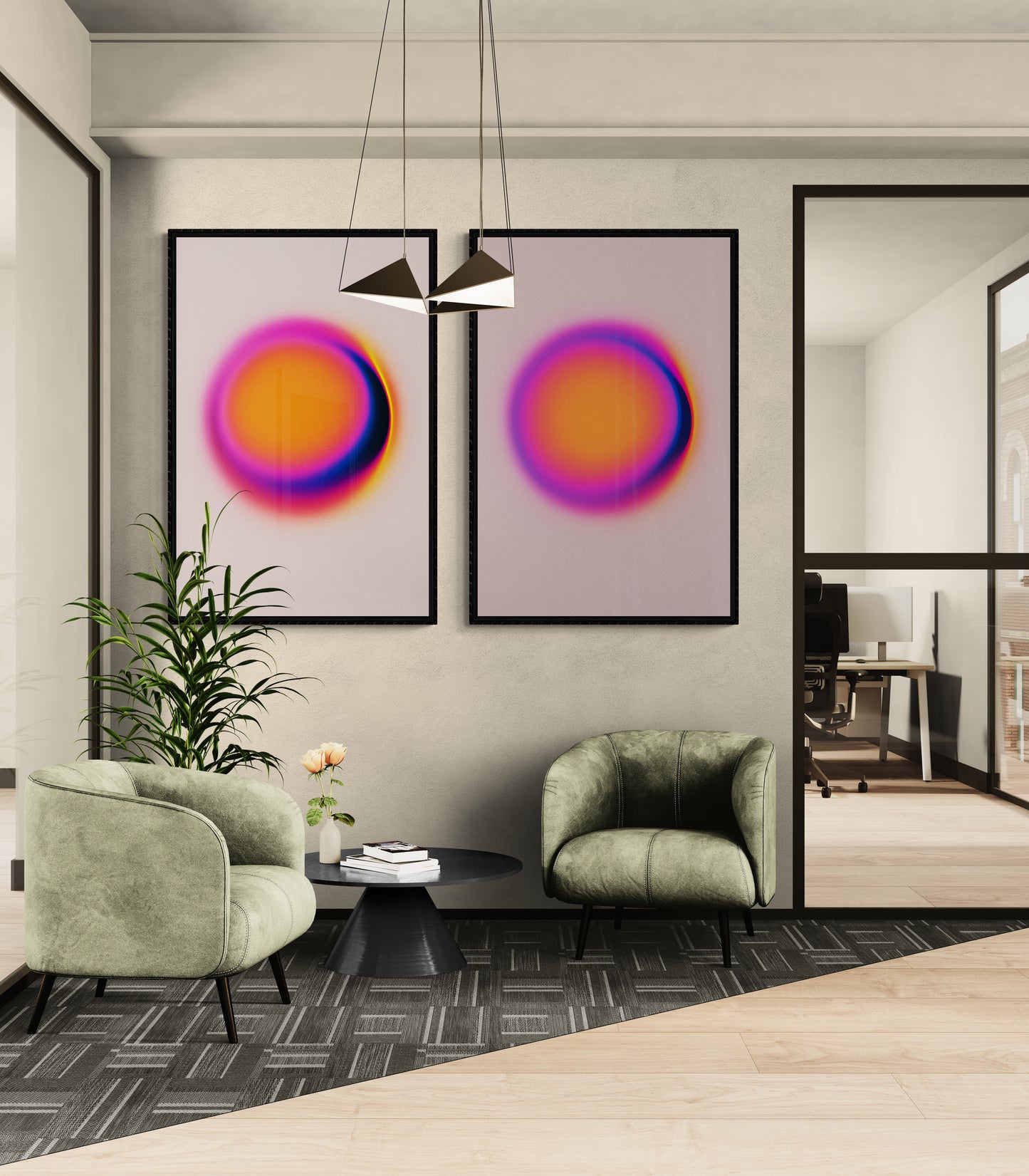 Solar Bloom Color-Field Matte Paper Poster - Digital Art