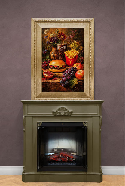 Baroque-Inspired Still Life Matte Poster - Pop Art Style