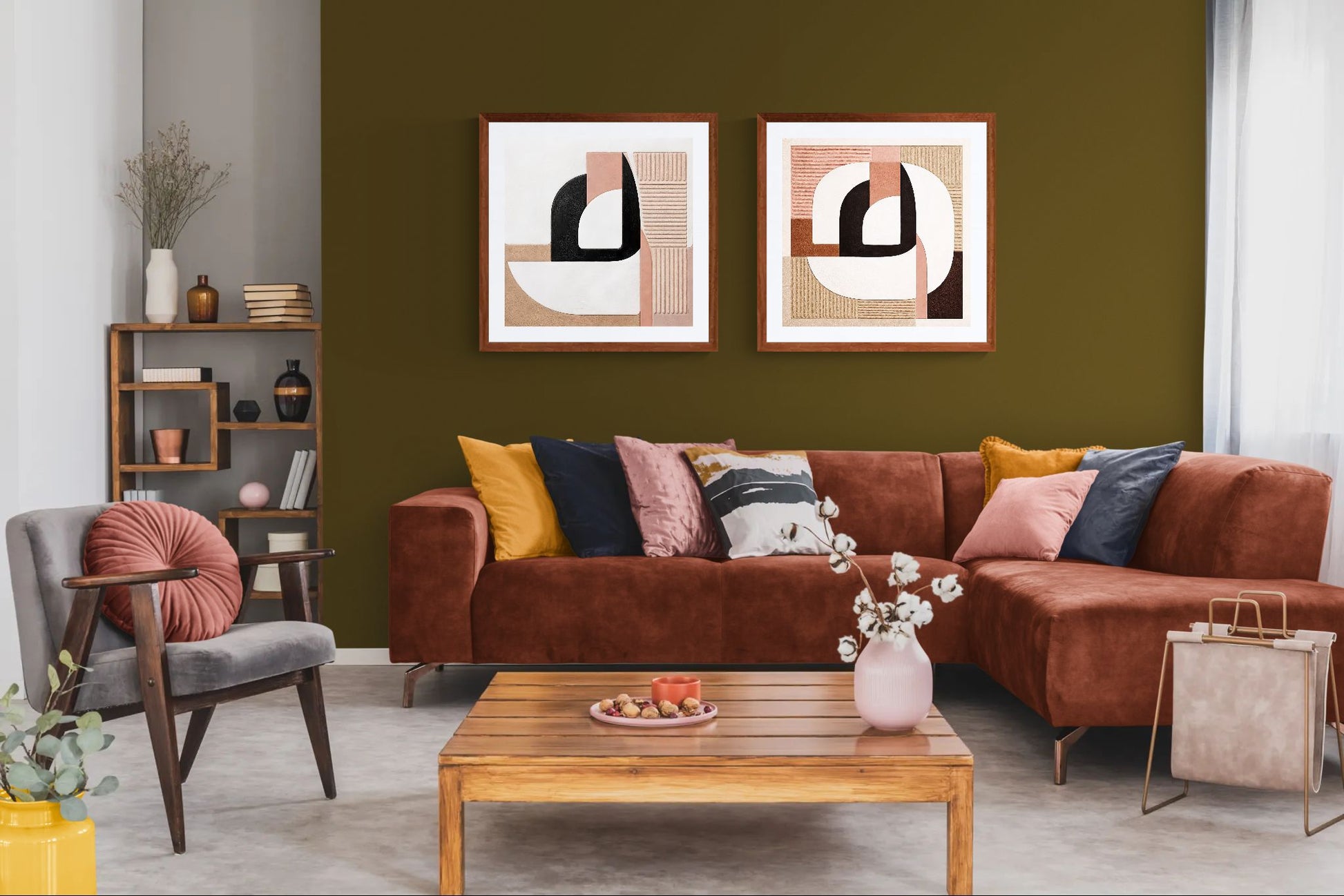 Stone & Petal Earth-Tone Matte Paper Poster - Mid-Century Aesthetic