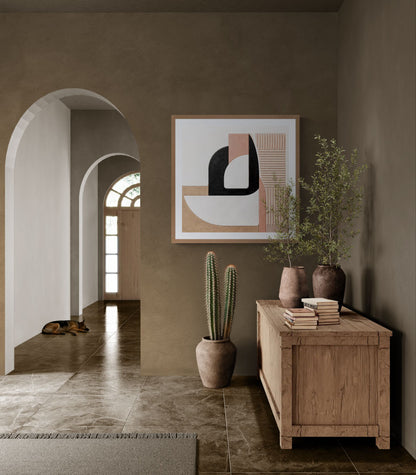 Stone & Petal Earth-Tone Matte Paper Poster - Mid-Century Aesthetic