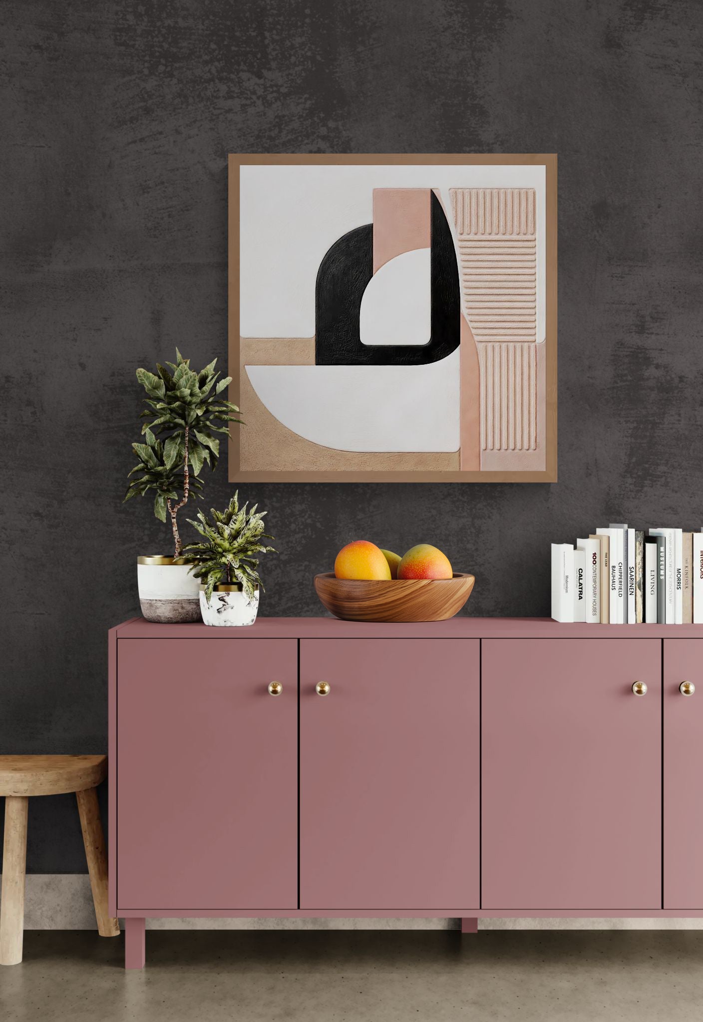 Stone & Petal Earth-Tone Matte Paper Poster - Mid-Century Aesthetic