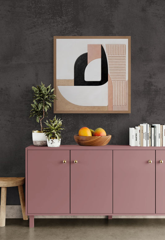 Stone & Petal Earth-Tone Matte Paper Poster - Mid-Century Aesthetic