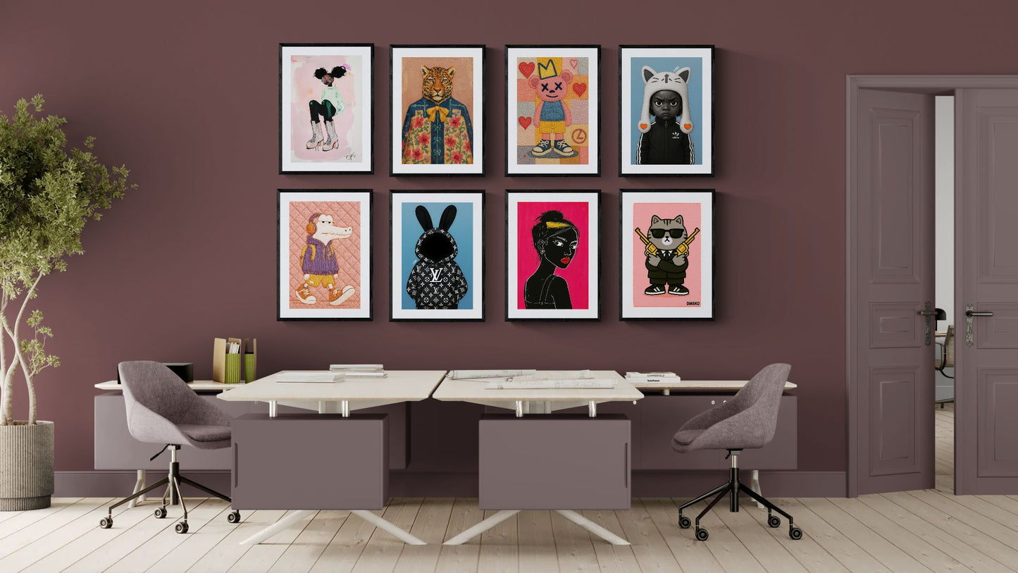 Street Crocodile Quilt-Inspired Matte Paper Poster - Pop Art
