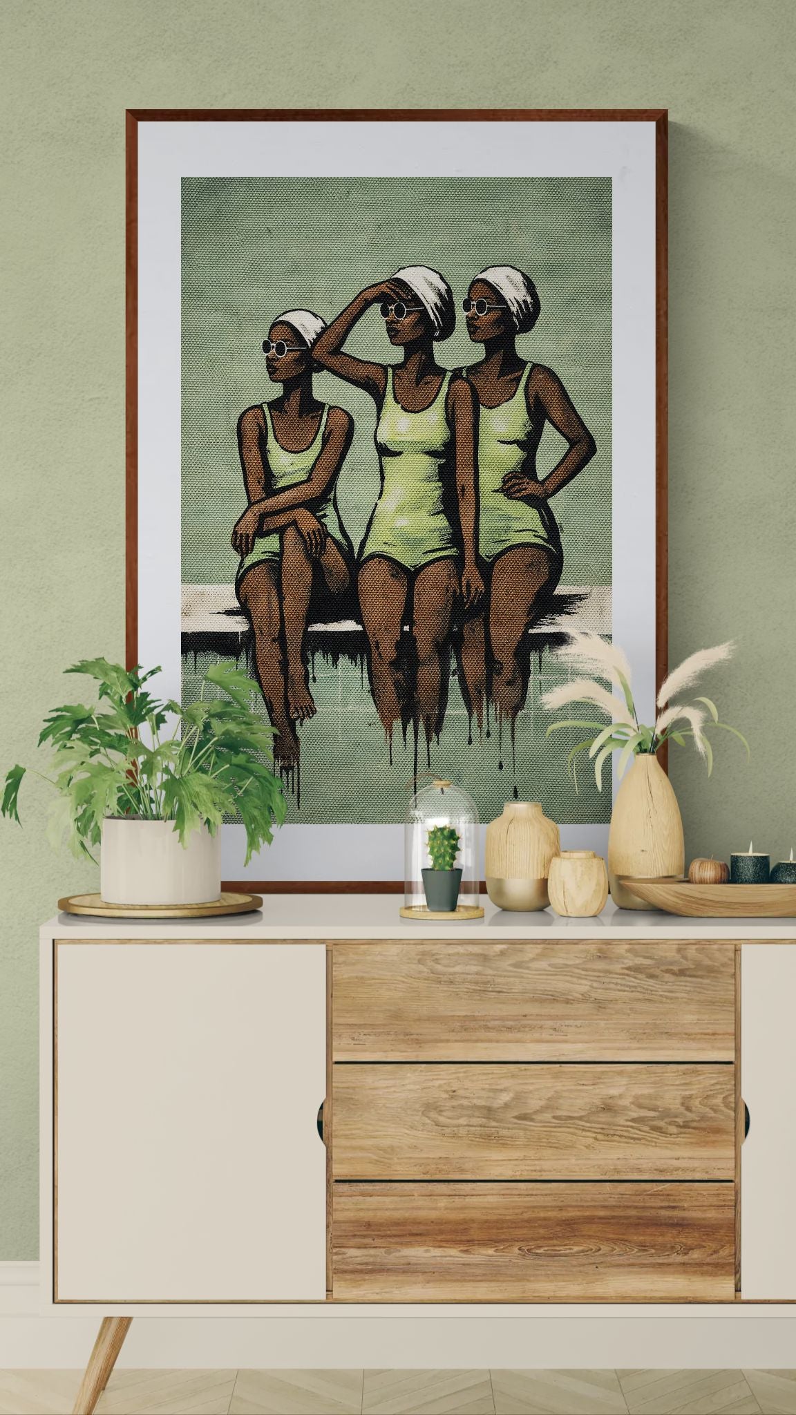 Summer Grayscale Retro Mid-Century Matte Poster, Pop Art Flair