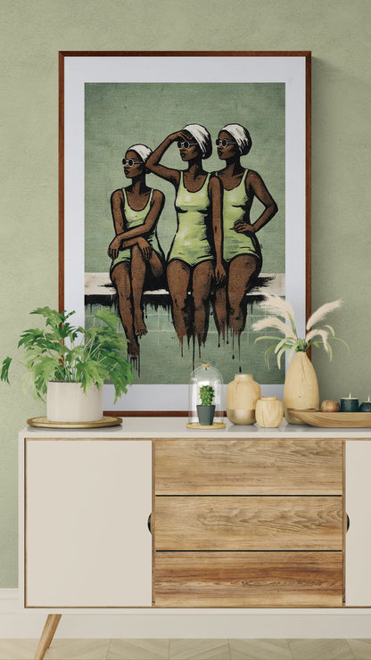 Summer Grayscale Retro Mid-Century Matte Poster, Pop Art Flair
