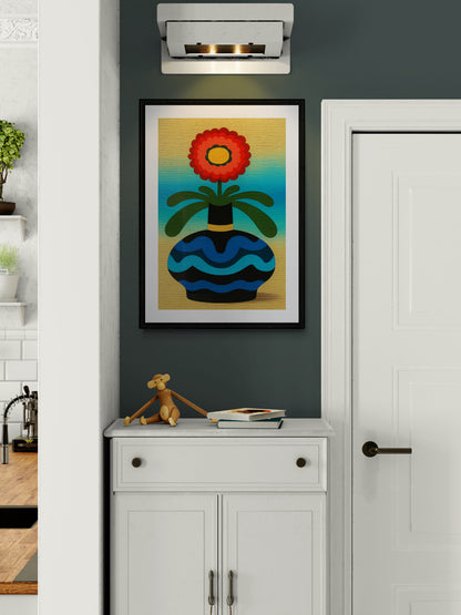 Sunlit Blossom Abstract Matte Paper Poster - Mid-Century Modern