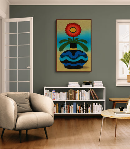 Sunlit Blossom Abstract Matte Paper Poster - Mid-Century Modern
