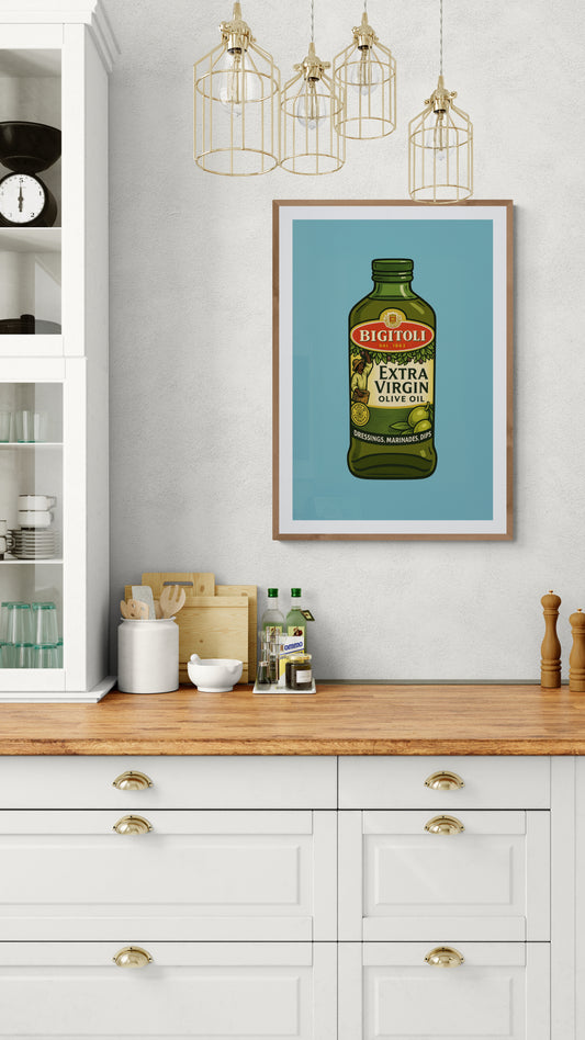 Extra Virgin Oil Retro-Label Matte Paper Poster - Pop Art