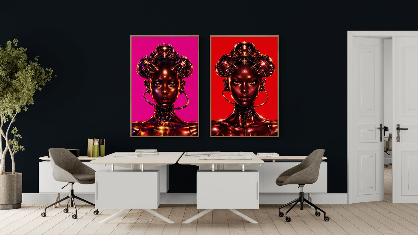 Synthetic Royalty Gold-Chrome Matte Paper Poster - Afrofuturism