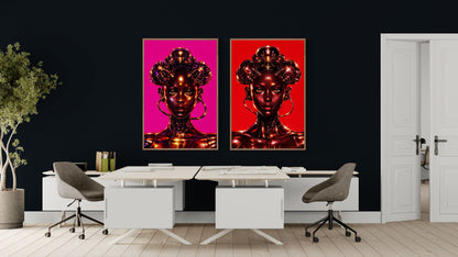 Synthetic Royalty Gold-Chrome Matte Paper Poster - Afrofuturism