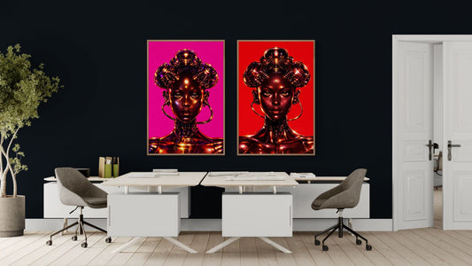 Synthetic Royalty Gold-Chrome Matte Paper Poster - Afrofuturism