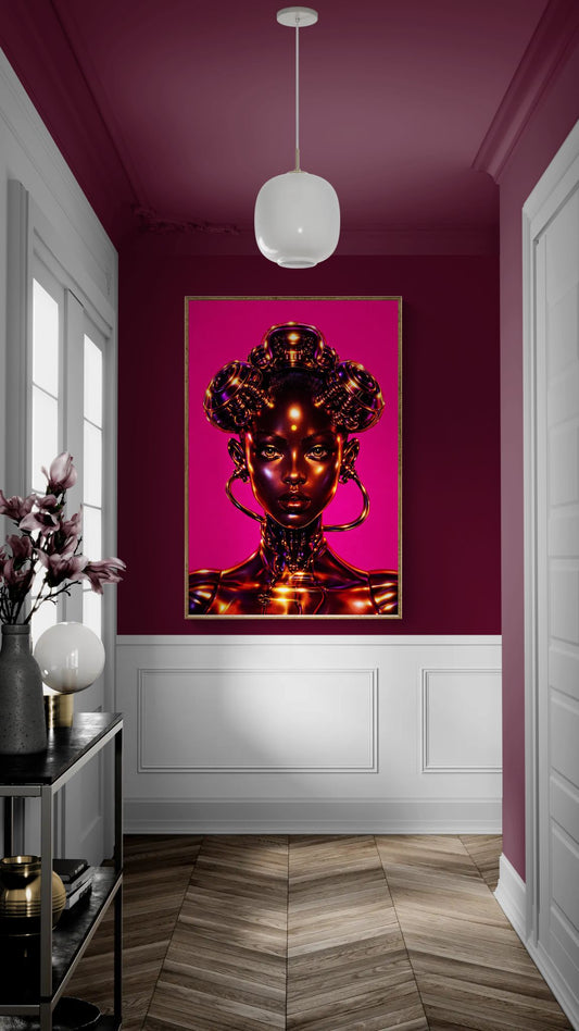 Synthetic Royalty Gold-Chrome Matte Paper Poster - Afrofuturism