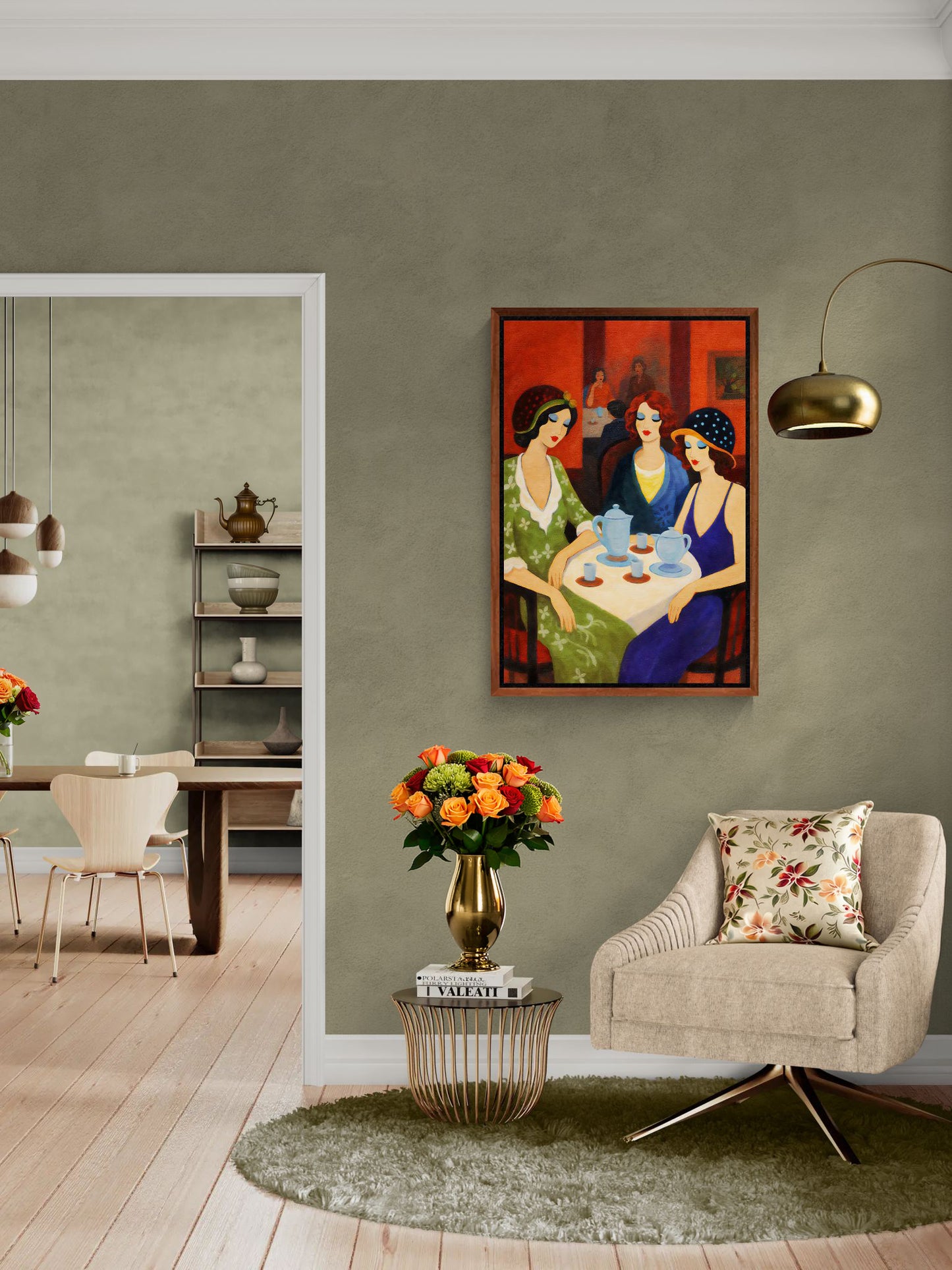 Tea Room Trio Framed Canvas Art-Deco 1920s-Inspired
