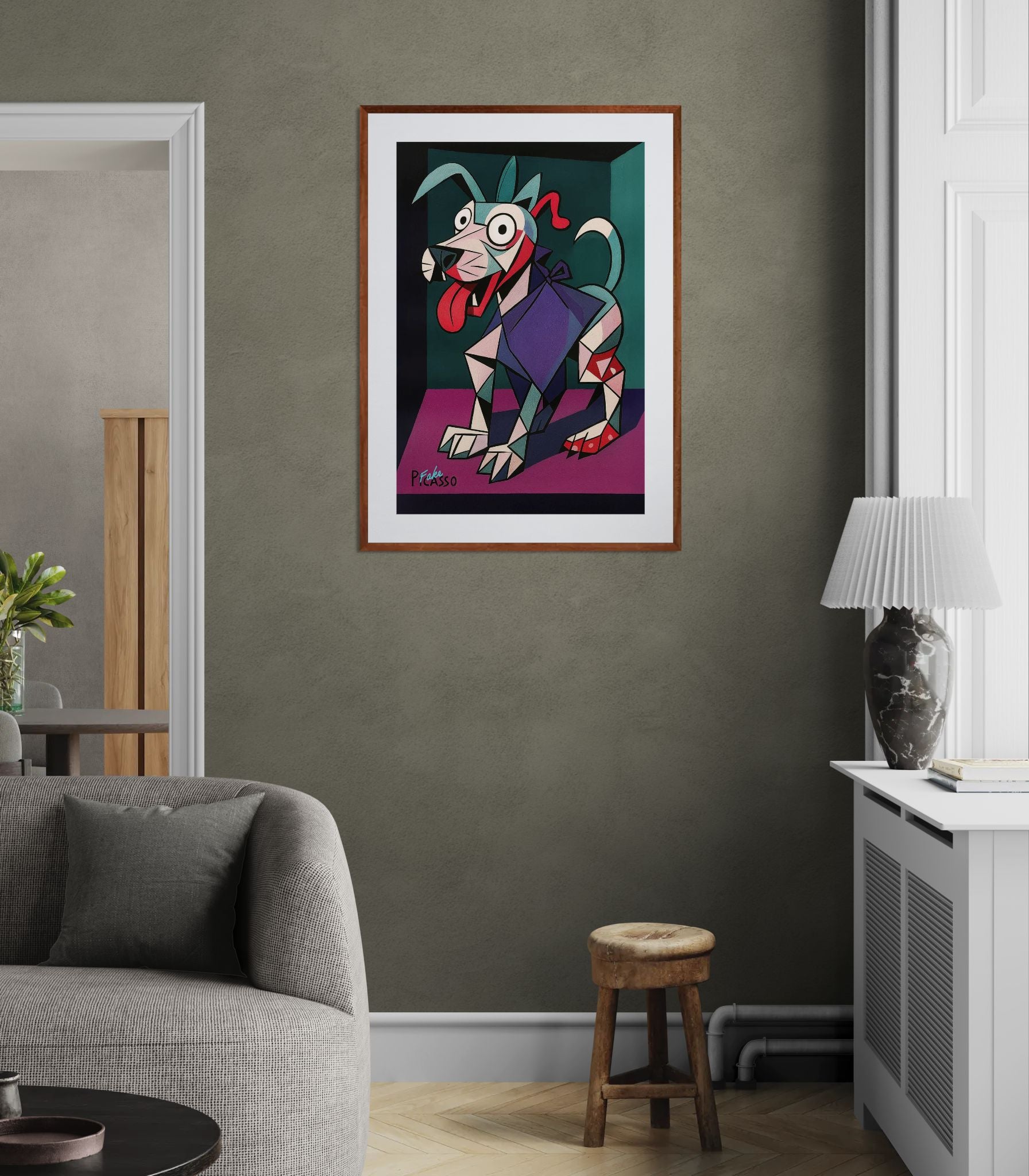 The Abstract Dog Cubist-Inspired Matte Paper Poster - Picasso Style