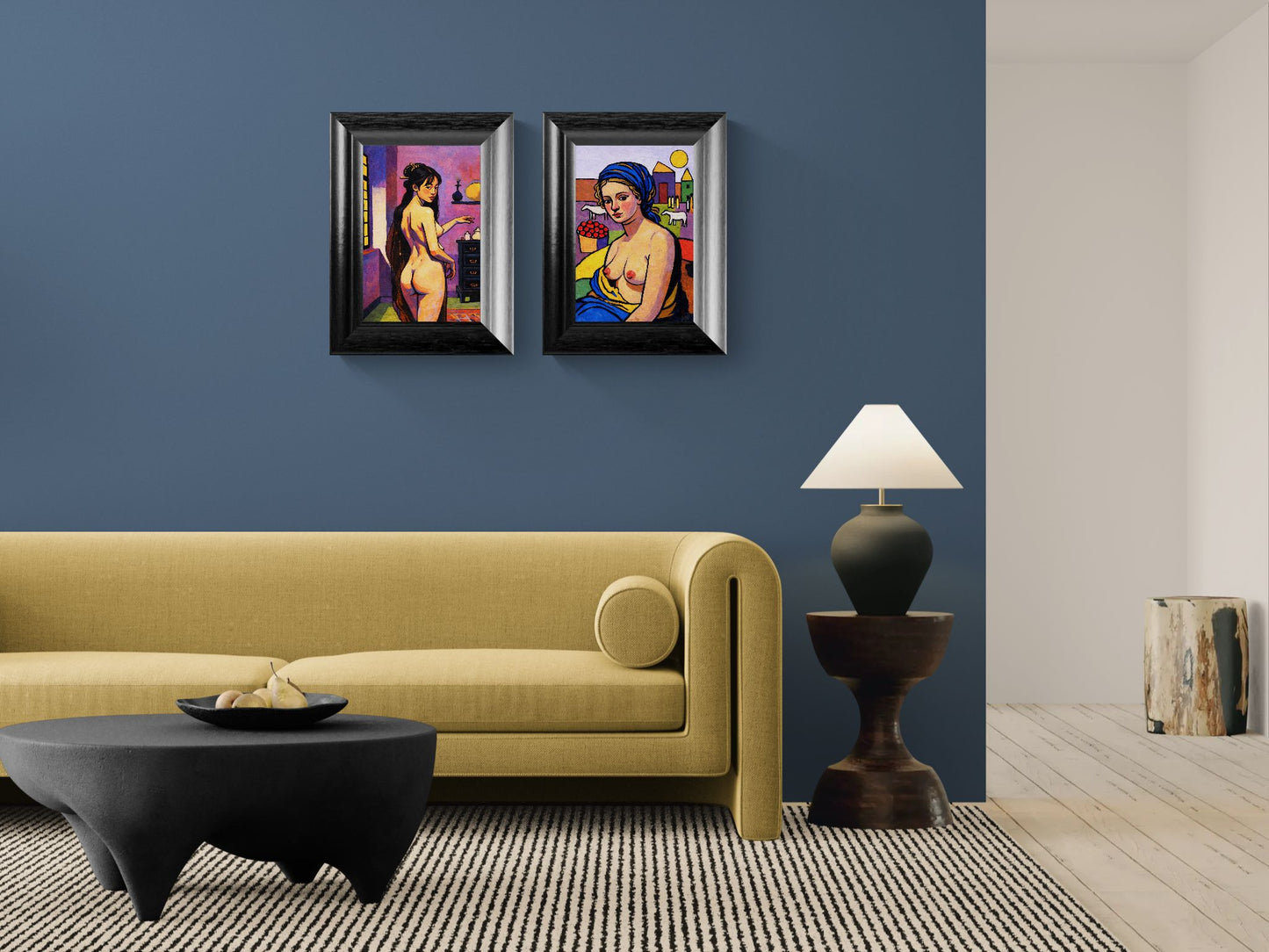 The Blue Scarf Matte Paper Poster Color-Block - Fauvist Style
