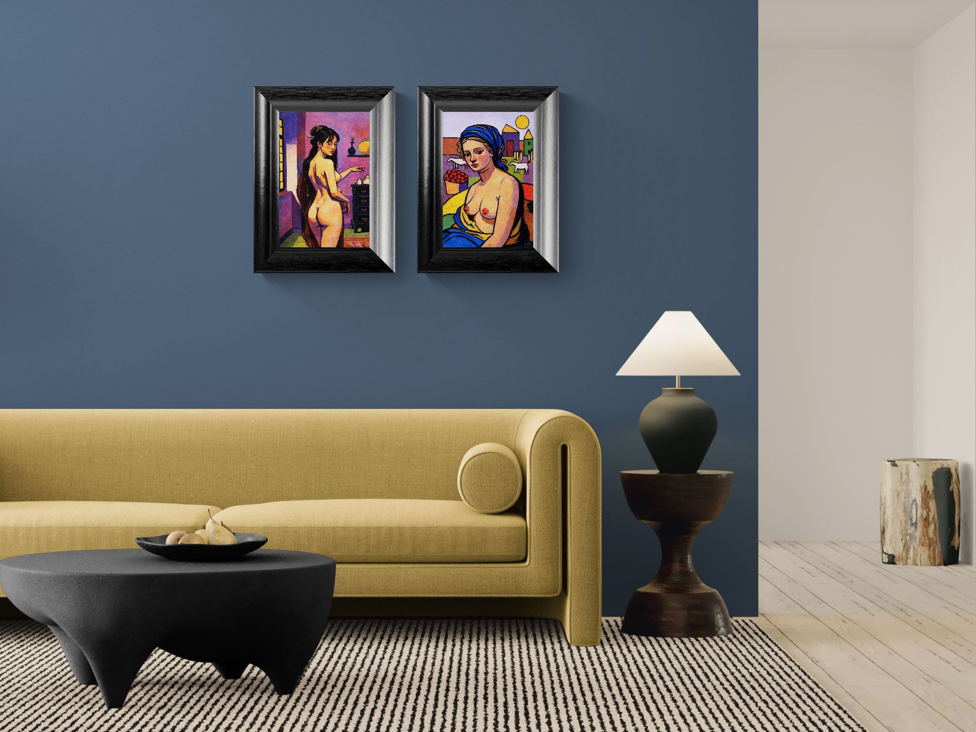 The Blue Scarf Matte Paper Poster Color-Block - Fauvist Style