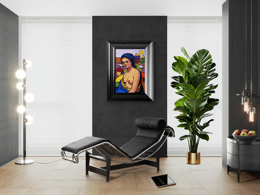 The Blue Scarf Matte Paper Poster Color-Block - Fauvist Style