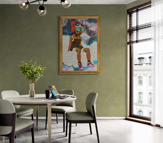 Cloud Rider Patchwork Matte Paper Poster - Afrofuturism