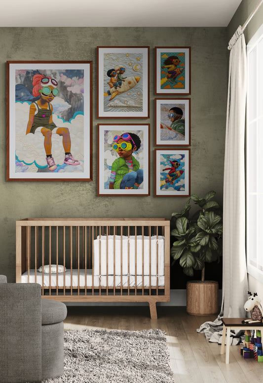 Cloud Rider Patchwork Matte Paper Poster - Afrofuturism