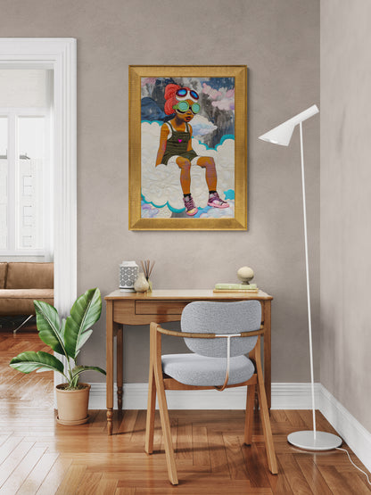 Cloud Rider Patchwork Matte Paper Poster - Afrofuturism