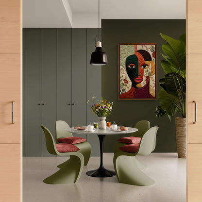 The Divided Gaze Framed Canvas Afrocentric Quilt-Inspired