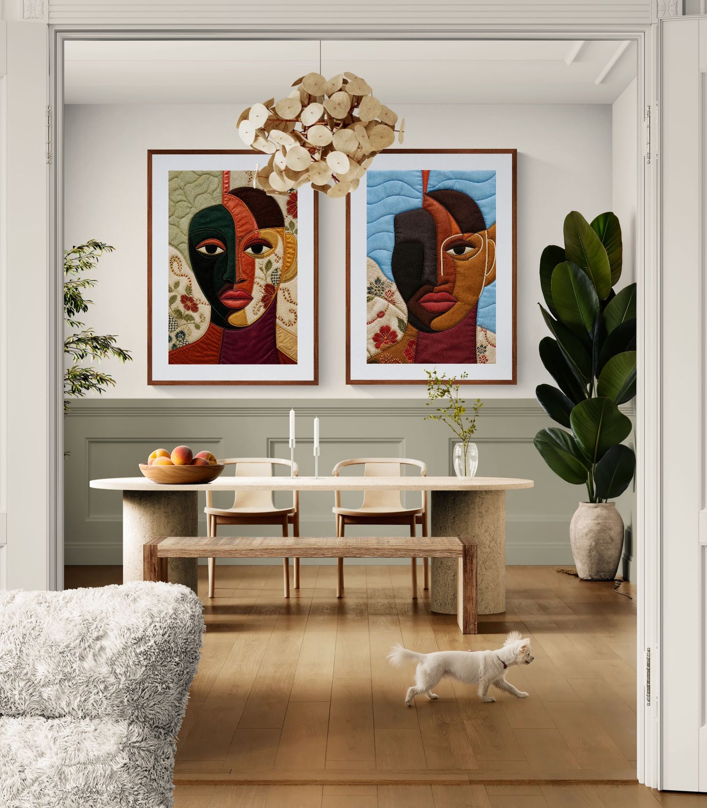 The Divided Gaze Quilted-Style Matte Paper Poster - Bisa Butler Style