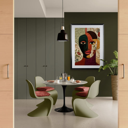 The Divided Gaze Quilted-Style Matte Paper Poster - Bisa Butler Style