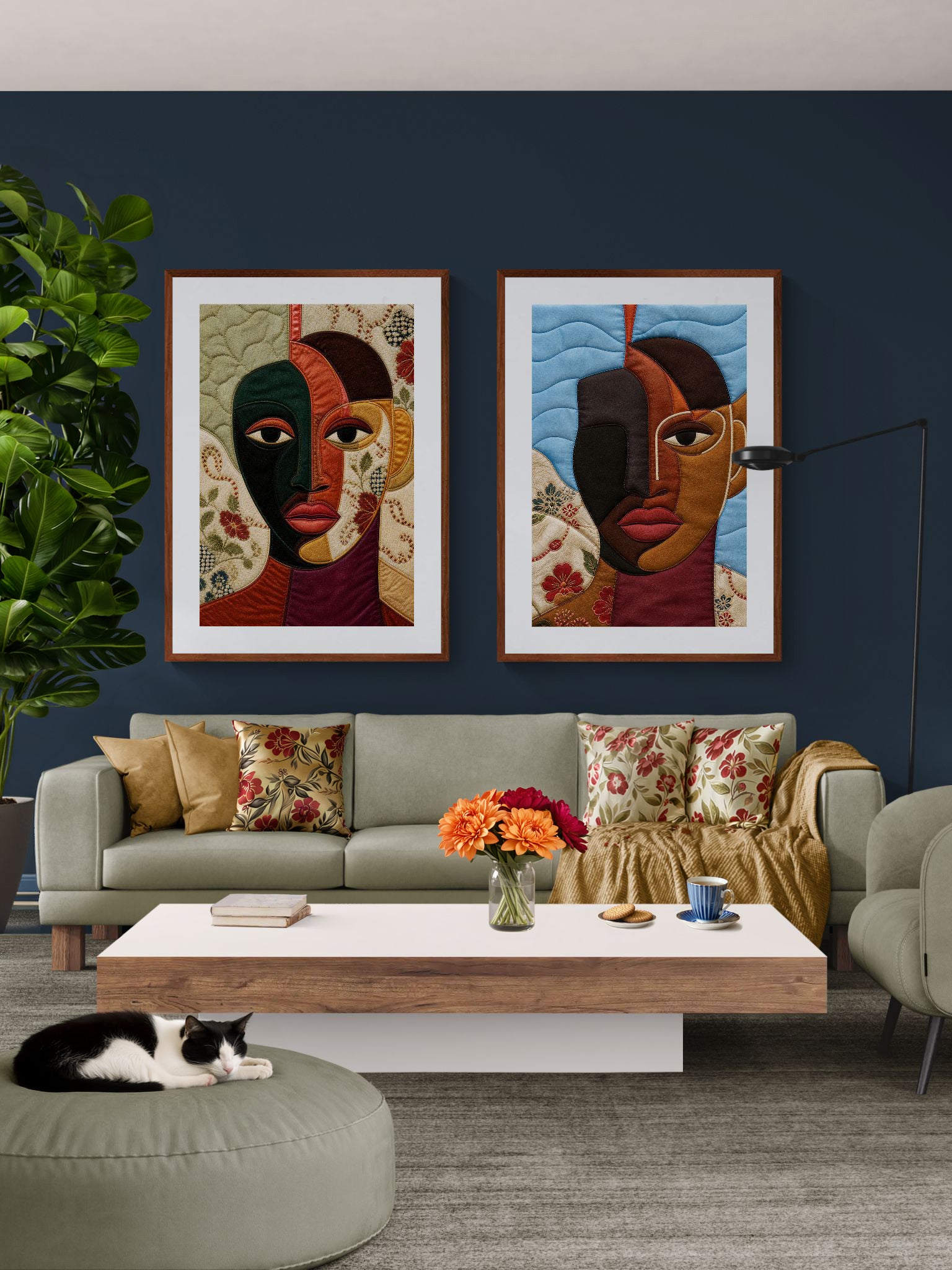 The Divided Gaze Quilted-Style Matte Paper Poster - Bisa Butler Style