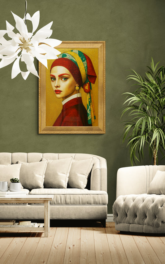 The Emerald Gaze Gold-Ground Matte Paper Poster - Renaissance Style