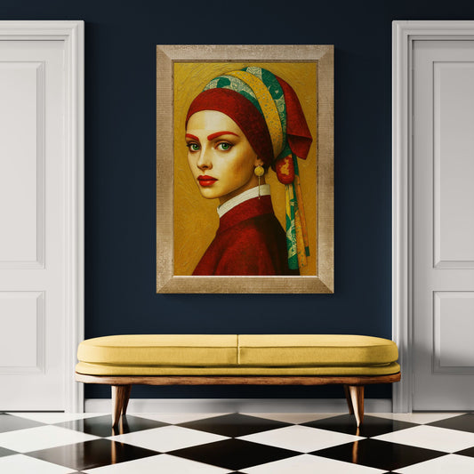The Emerald Gaze Gold-Ground Matte Paper Poster - Renaissance Style