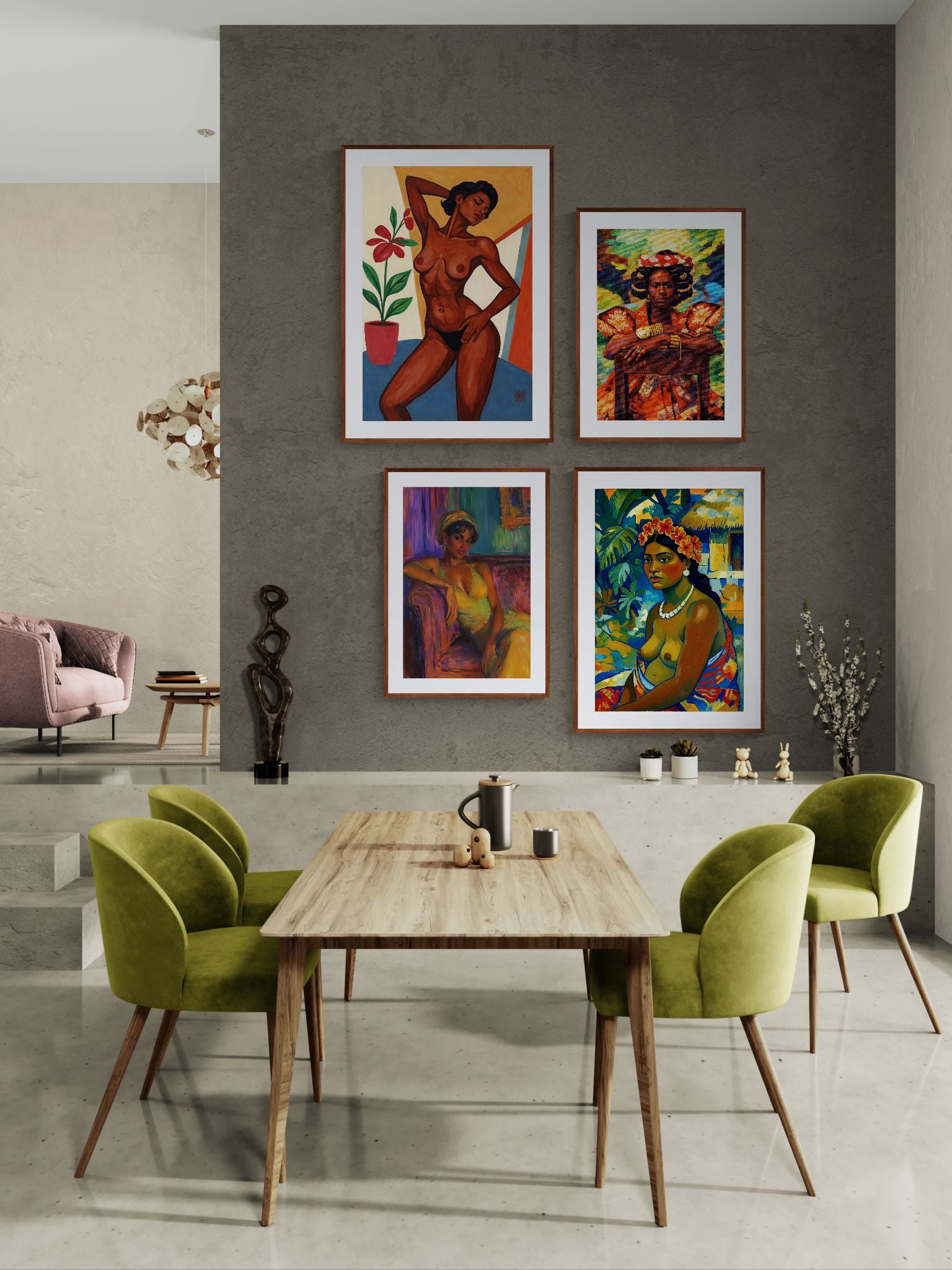 The Flower Beside Her Contemporary-Figurative Matte Paper Poster