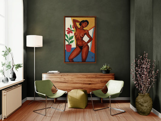 The Flower Beside Her Contemporary-Figurative Matte Paper Poster