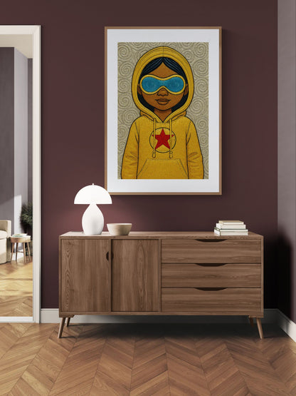 The Girl in the Yellow Hoodie Pop-Art Matte Paper Poster