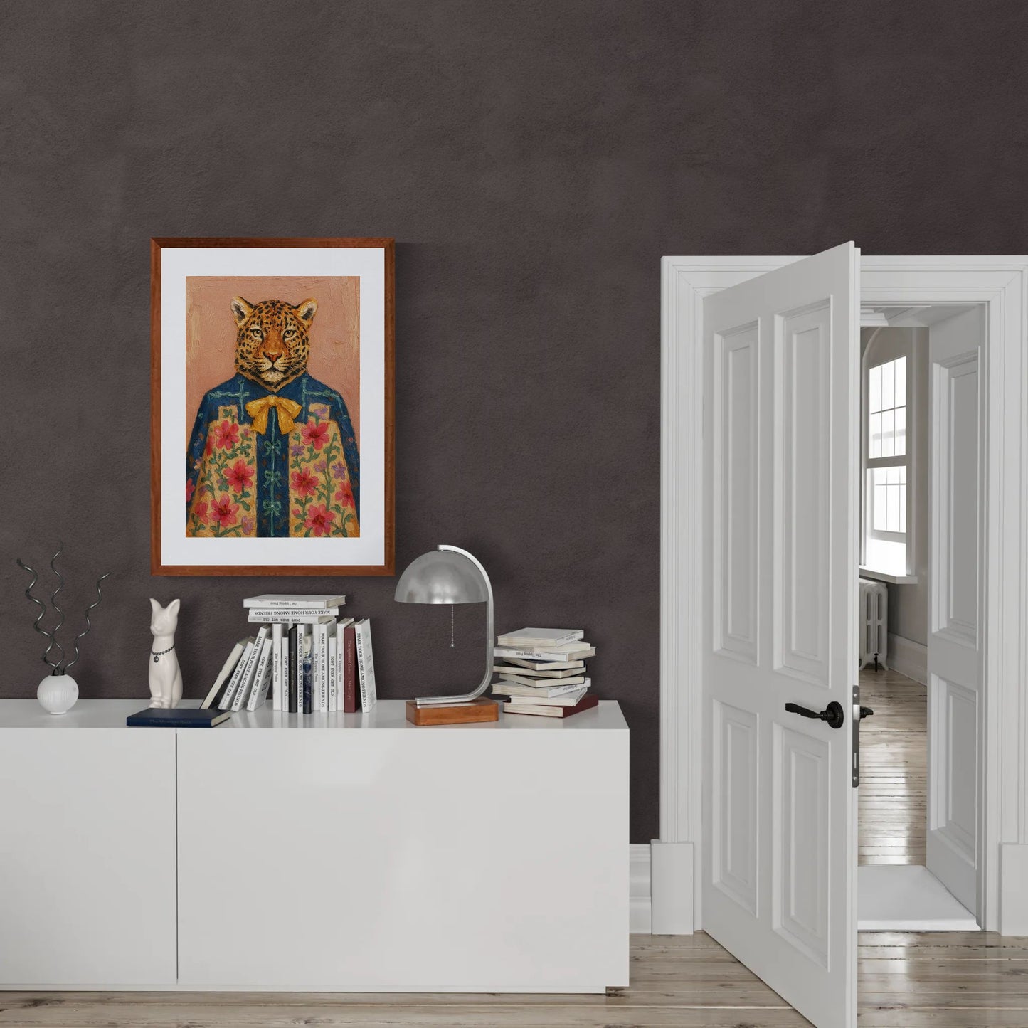 The Leopard with Flowers Anthropomorphic Matte Paper Poster