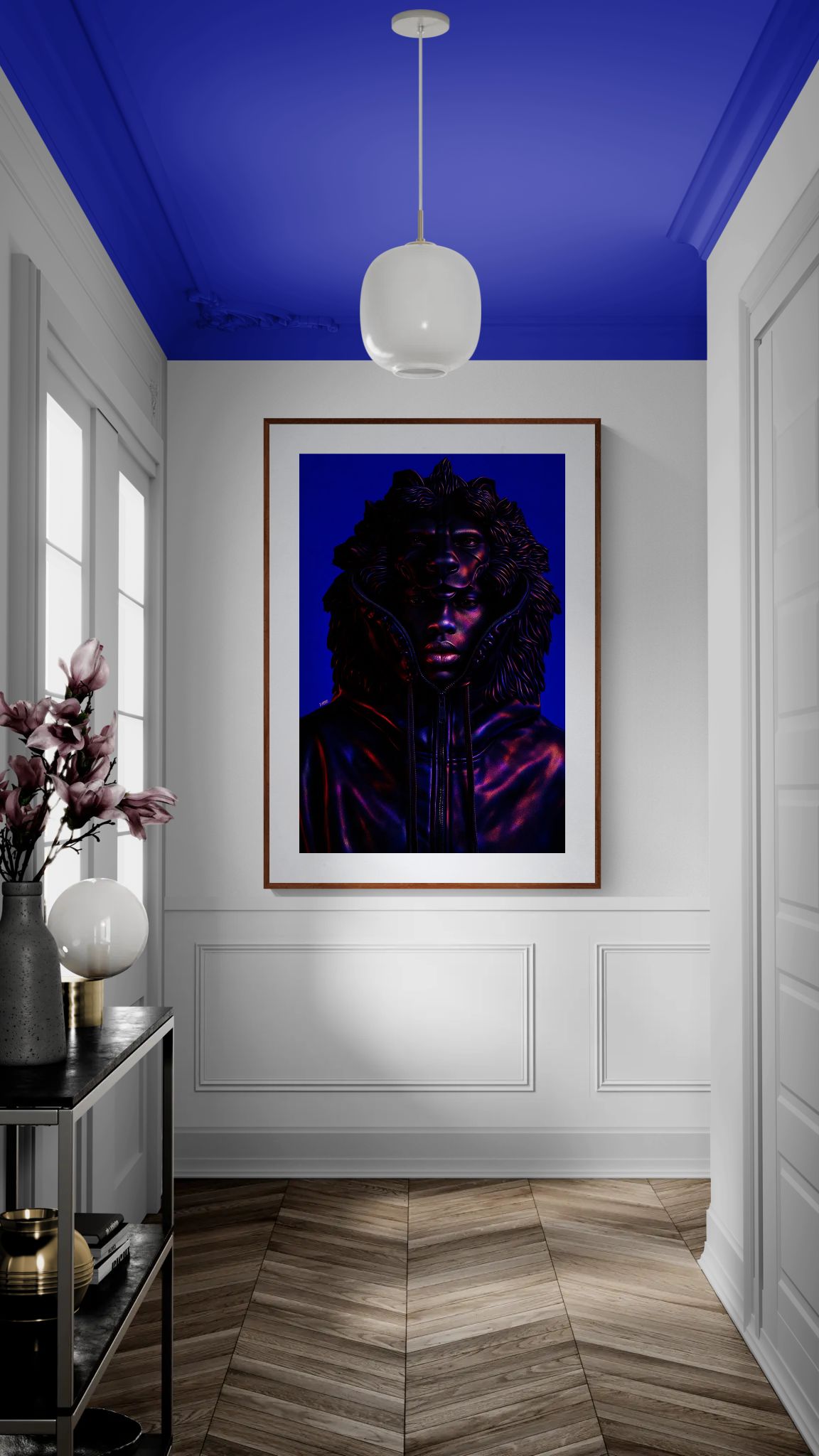 The Lion Within Dark-Neon Matte Paper Poster - Afrofuturism