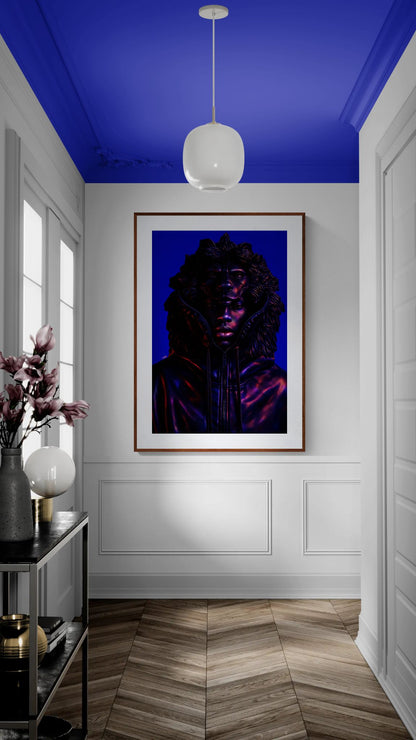 The Lion Within Dark-Neon Matte Paper Poster - Afrofuturism