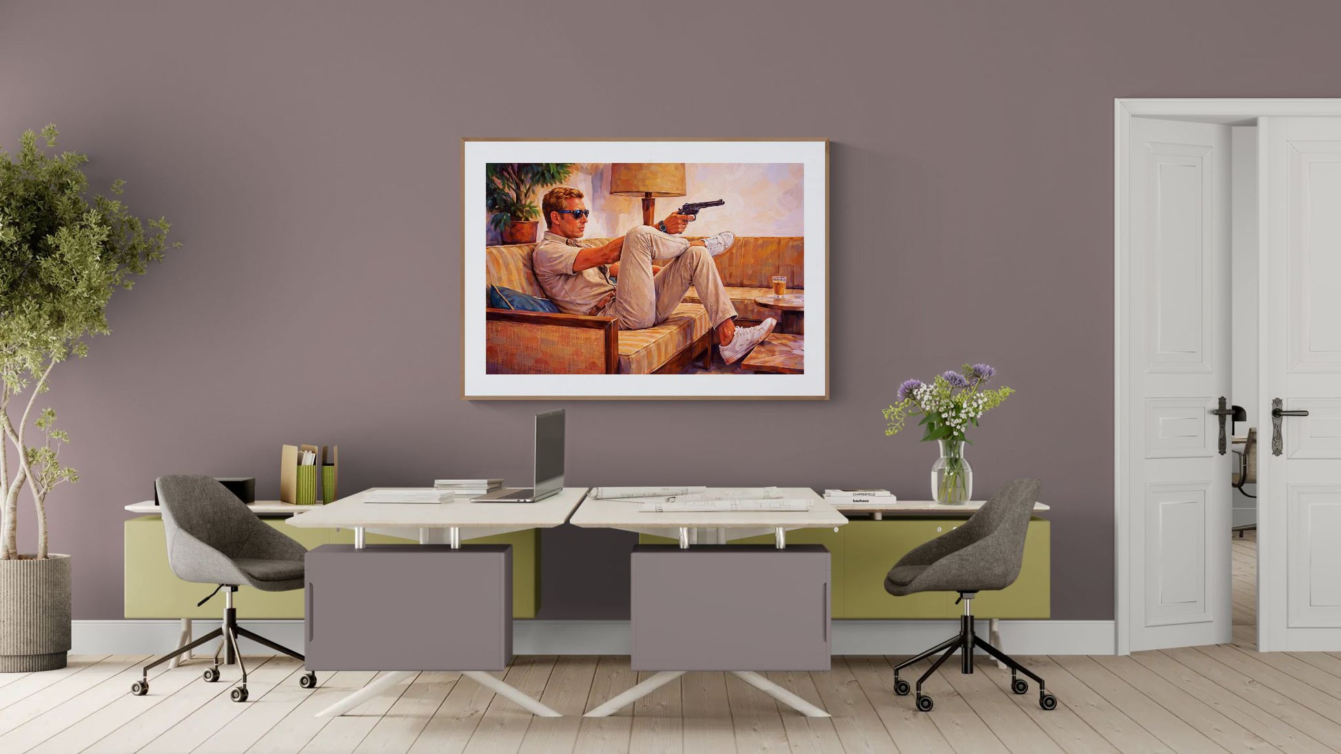 The Man in Sunglasses Mid-Century Matte Paper Poster - Film Noir Style